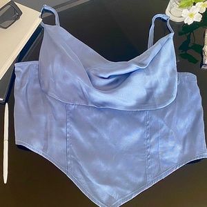 Blue Satin Going Out Top